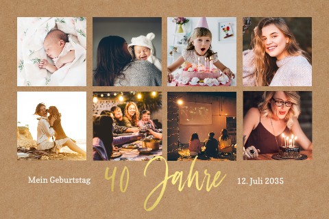 Einladungskarte 40. Geburtstag: Meine Erinnerungen 40 mit Fotos in Kraft Look