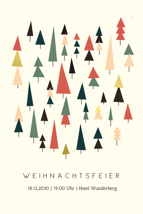 Einladungskarte Weihnachten: Tannenwald in Creme