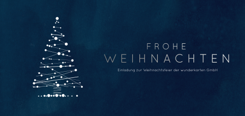 Einladungskarte Weihnachten: Linienbaum in Blau