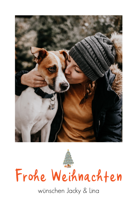 Weihnachtskarte: Tannenbaumgruss mit Foto in Weiß
