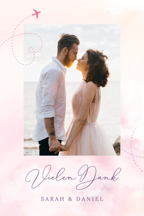 Dankeskarte Hochzeit: Traumflug