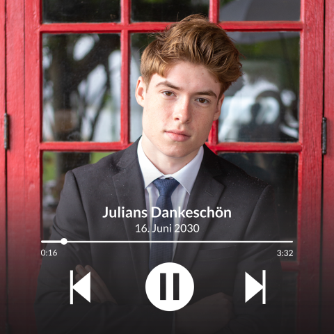 Dankeskarte Jugendweihe: Musikapp mit Fotos