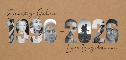 Einladungskarte 30. Geburtstag: Jahreszahlen Ticket mit Fotos in Kraft Look