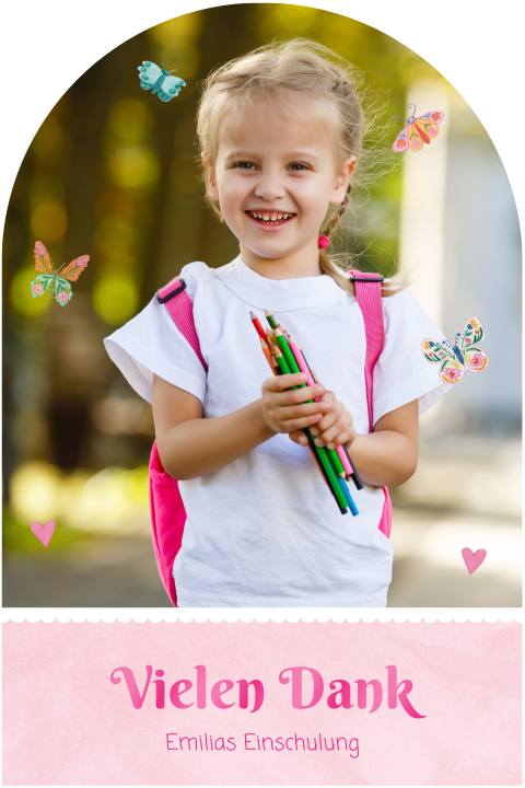 Dankeskarte Einschulung: Lillifee - Schmetterlinge