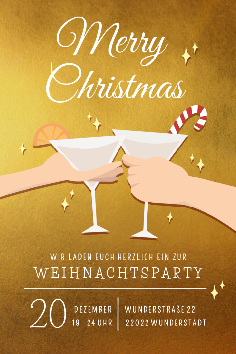 Einladungskarte Weihnachten: Magische Zeit in Gold
