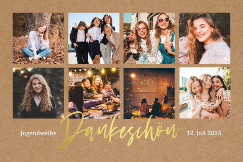 Dankeskarte Jugendweihe: Meine Erinnerungen mit Fotos in Kraft Look