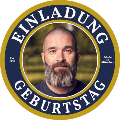 Einladungskarte Geburtstag: Bierdeckel mit Foto in Creme