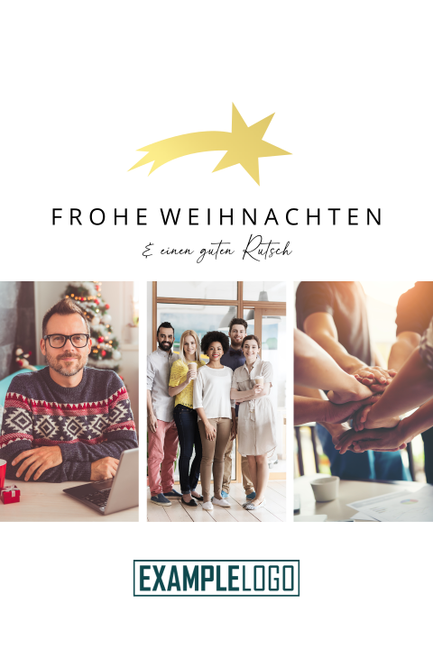 Weihnachtskarte: Sternschnuppe mit Fotos in Weiß