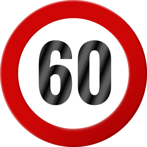 Einladungskarte 60. Geburtstag: Tempo 60 in Weiß