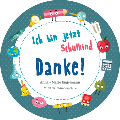Dankeskarte Einschulung: Lustige Charaktere