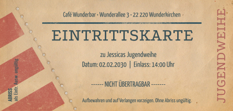 Einladungskarte Jugendweihe: Retro Eintrittskarte in Kraft Look