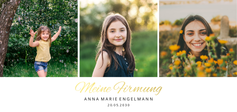 Einladungskarte Firmung: Zeit vergeht mit Fotos in Weiß