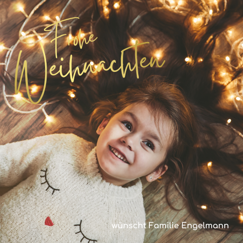 Weihnachtskarte: Goldene Weihnachten mit Foto