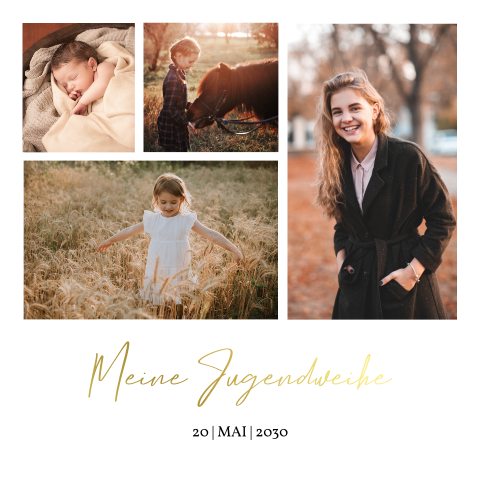 Einladungskarte Jugendweihe: Gute Zeit mit Fotos in Weiß