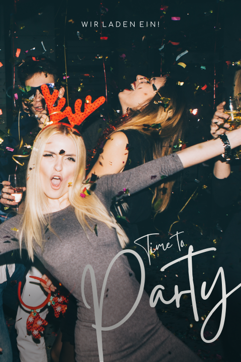 Einladungskarte Weihnachten: Time to Party mit Foto