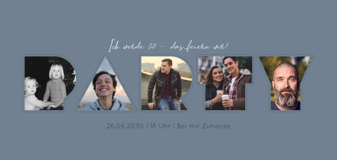 Einladungskarte Geburtstag Partybuchstaben