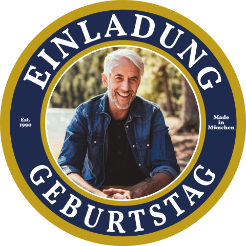 Einladungskarte 60. Geburtstag: Bierdeckel 60 mit Foto in Creme