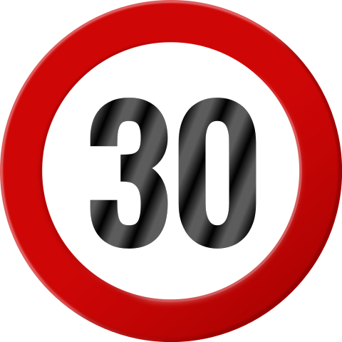 Einladungskarte 30. Geburtstag: Tempo 30 in Weiß