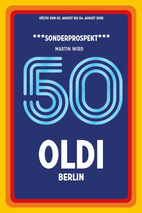 Einladungskarte 50. Geburtstag: Oldi 50 mit Foto in Blau