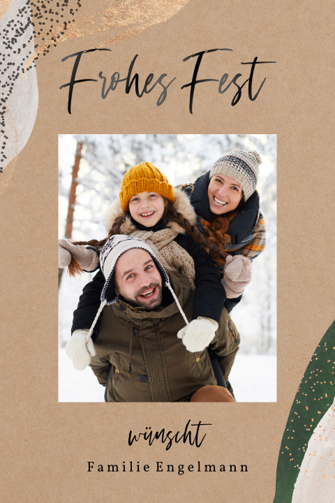 Weihnachtskarte: Festliches Aquarell mit Foto in Kraft Look