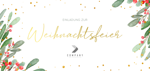 Einladungskarte Weihnachten: Aquarellzweige in Weiß