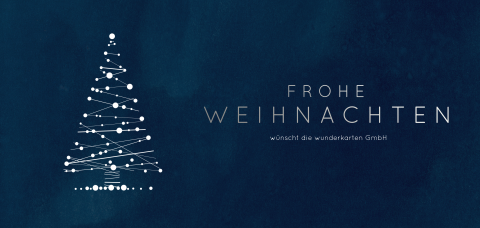 Weihnachtskarte: Linienbaum in Blau
