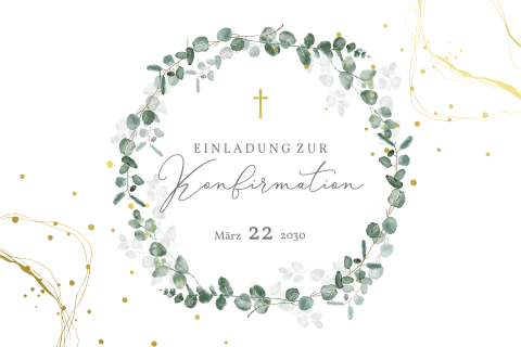 Einladungskarte Konfirmation Goldakzente