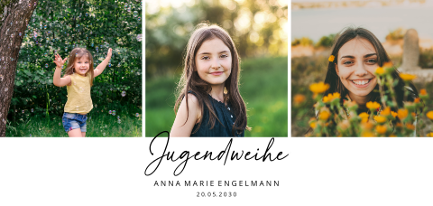 Einladungskarte Jugendweihe: Zeit vergeht mit Fotos in Weiß
