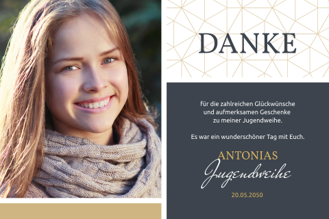 Dankeskarte Jugendweihe: Initial mit Foto