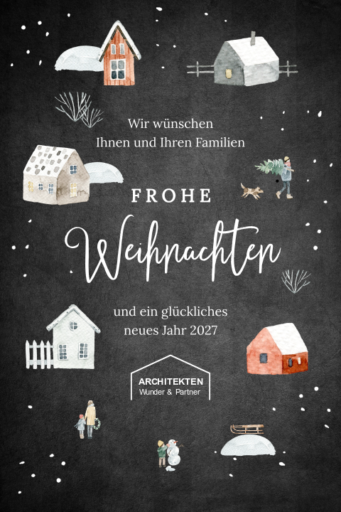 Weihnachtskarte: Winter in unserer Stadt