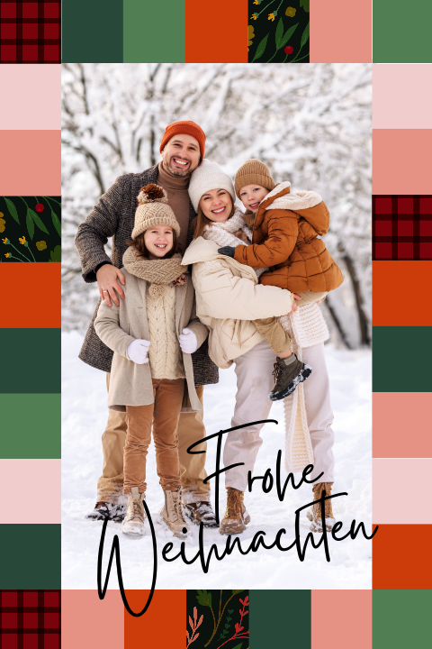 Weihnachtskarte: Weihnachtlicher Mosaikrahmen