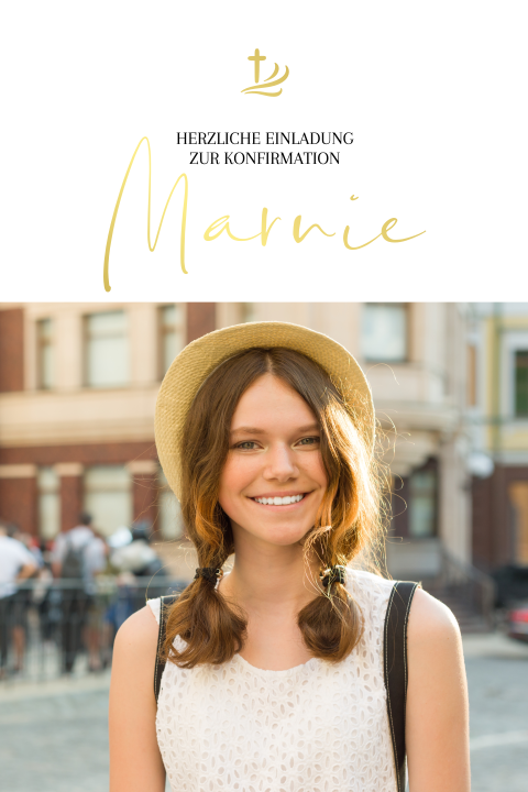 Goldschrift mit Foto