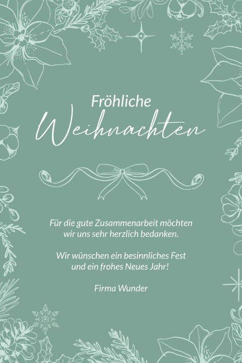Weihnachtskarte: Weihnachtssterne in Mint