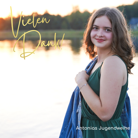 Dankeskarte Jugendweihe: Goldene Jugendweihe mit Foto