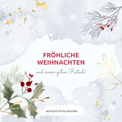 Weihnachtskarte: Frostige Weihnachten in Grau