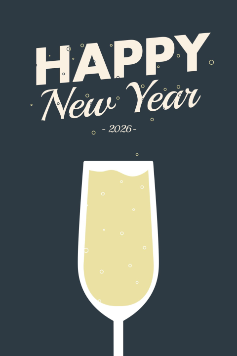 Grußkarte Silvester: Sektglas mit Foto in Blau
