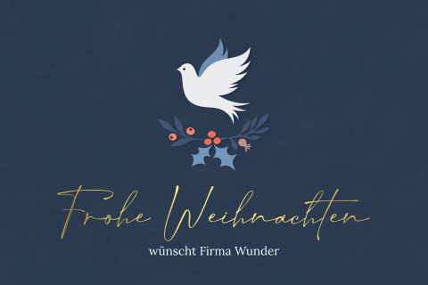Weihnachtskarte: Friedliche Weihnachten in Blau