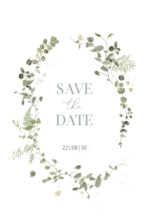 Save The Date Karte: Liebesschwur in Weiß