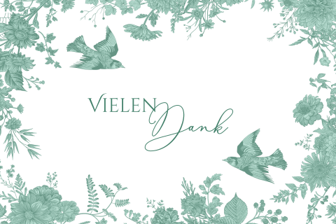 Dankeskarte Hochzeit: Turteltauben in Weiß