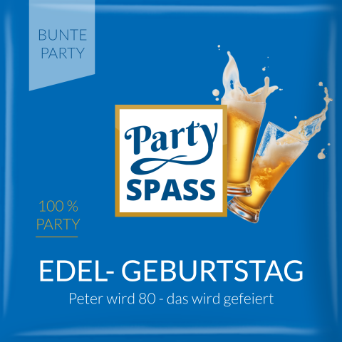 Einladungskarte 80. Geburtstag: Partyspaß in Blau