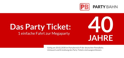 Einladungskarte 40. Geburtstag: Partybahn in Weiß