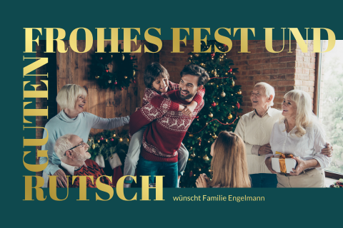 Weihnachtskarte: Typo Rahmen mit Foto in Grün