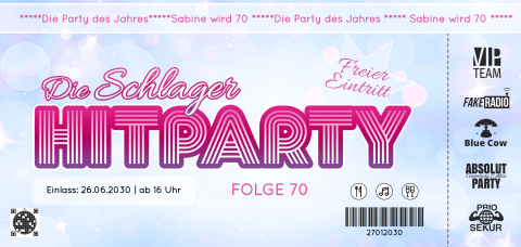 Einladungskarte 70. Geburtstag: Schlagerparty - 70