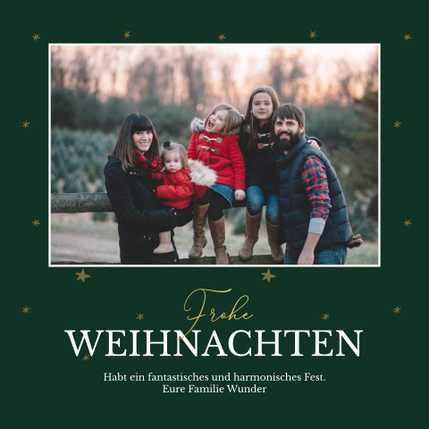 Weihnachtskarte: Sternenmuster mit Fotos in Grün