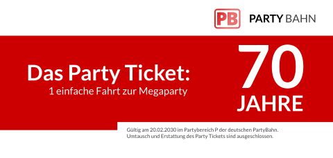 Einladungskarte 70. Geburtstag: Partybahn 70 in Weiß