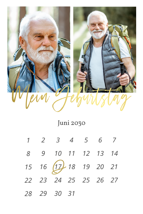 Einladungskarte 80. Geburtstag: Schick mit Fotos in Weiß