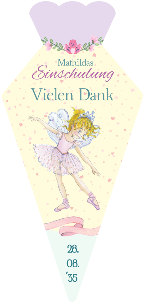 Dankeskarte Einschulung: Schultüte Lillifee - Ballerina