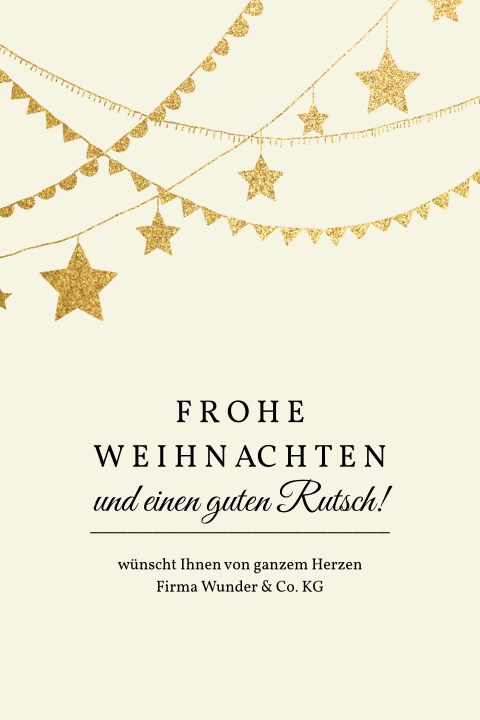 Weihnachtskarte: Goldener Stern in Creme