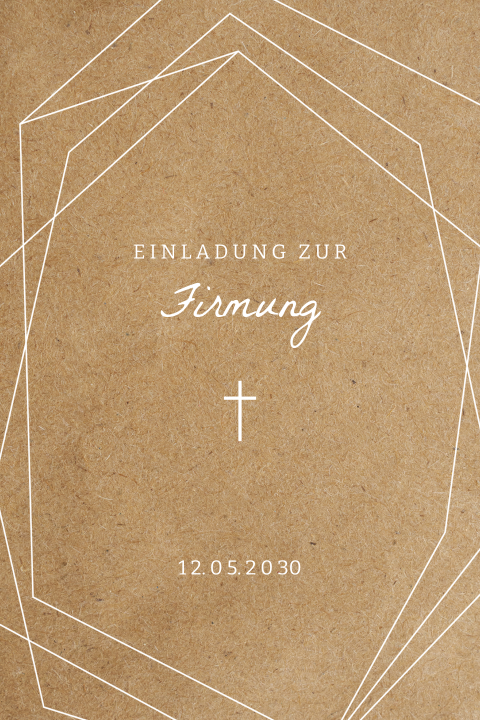 Einladungskarte Firmung: Geometrischer Rahmen mit Foto in Kraft Look