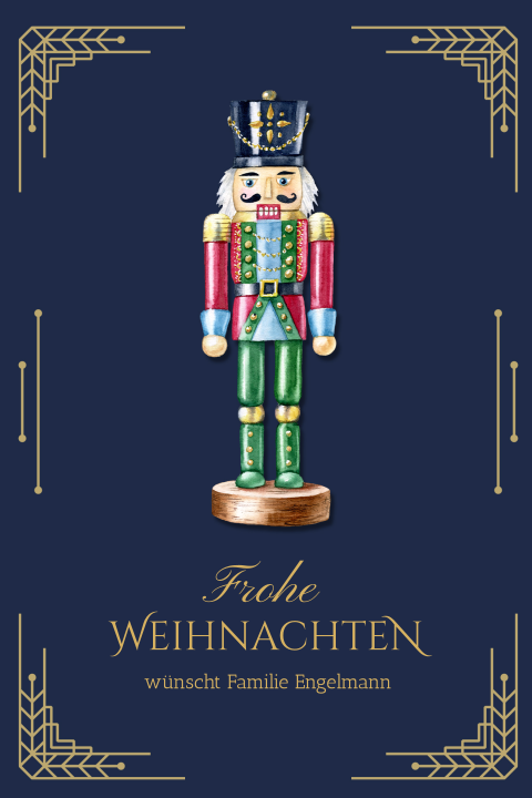 Grußkarte Weihnachten: Der Nussknacker mit Foto in Blau